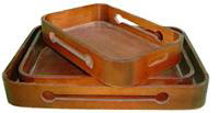 wooden display trays with honey oak finish